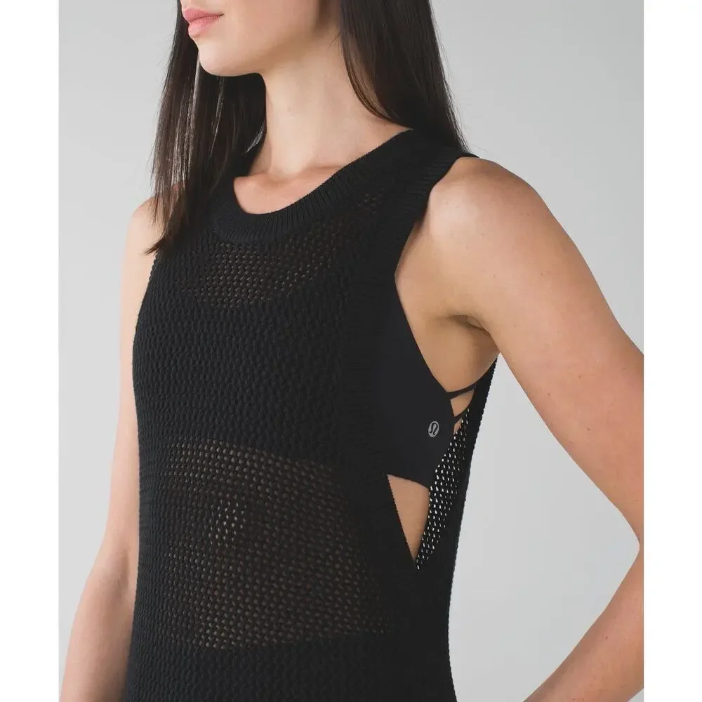 Lululemon Simply The Vest Black Open Knit Oversized Pullover